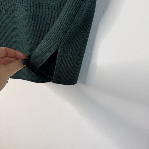 H by Halston LG Green 100% Merino Wool Mock Neck Knit Tank Preppy Quiet Luxury - Picture 7 of 11